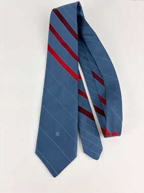 Givenchy Monsieur Blue Red Silk Blend Neck Tie